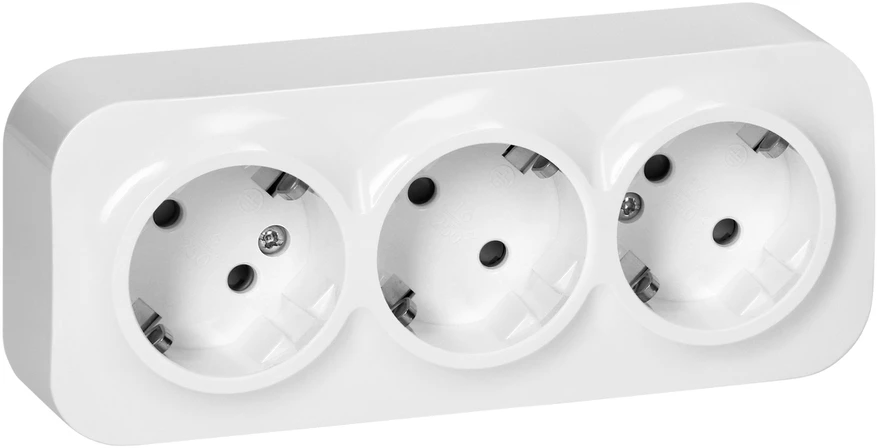 Gniazdo Lizdas „ToDo“ trigubas lizdas 2P+Z Schuko IP20, 16A, 230V AC, baltas