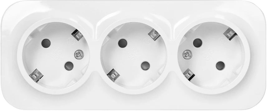 Gniazdo Lizdas „ToDo“ trigubas lizdas 2P+Z Schuko IP20, 16A, 230V AC, baltas