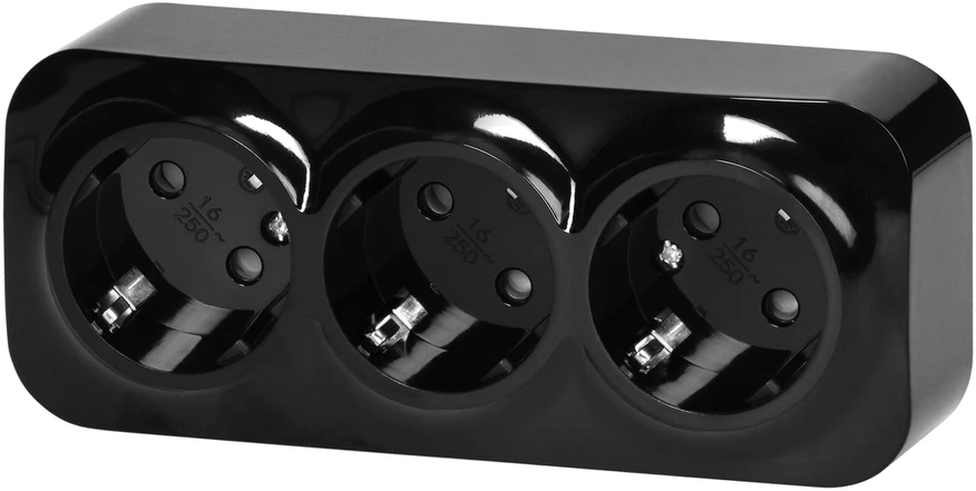 Orno Lizdas „ToDo“ trigubas lizdas 2P+Z Schuko IP20, 16A, 230V AC, juodas