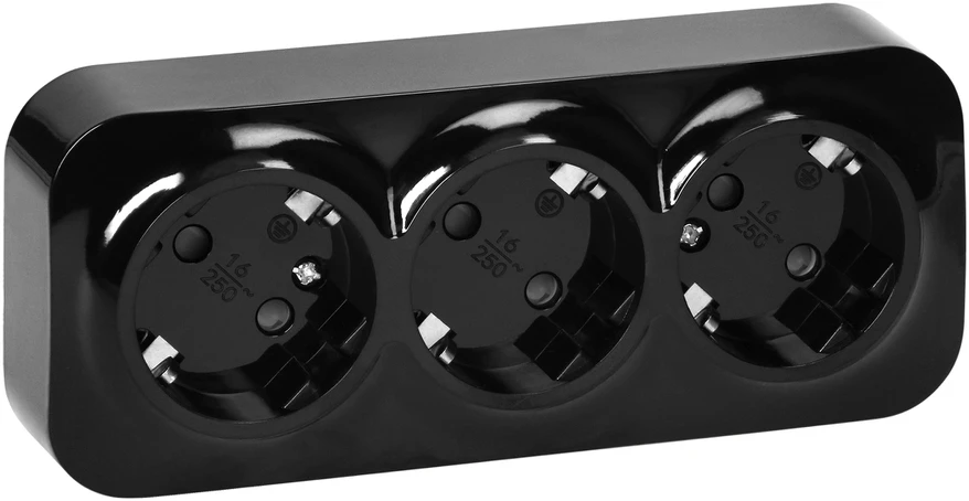 Orno Lizdas „ToDo“ trigubas lizdas 2P+Z Schuko IP20, 16A, 230V AC, juodas