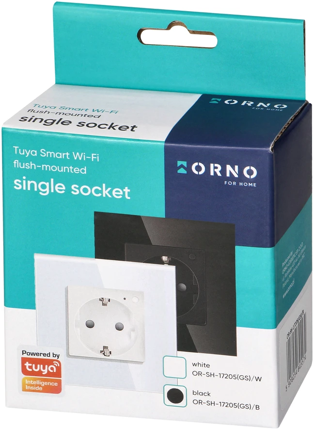 Orno Lizdas „Tuya Smart Wi-Fi“ viengubas lizdas, „Schuko“, juodas