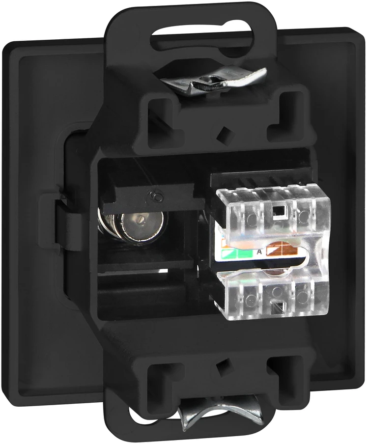 Gniazdo Juodas F tipo ir RJ45 Cat6 lizdų komplektas