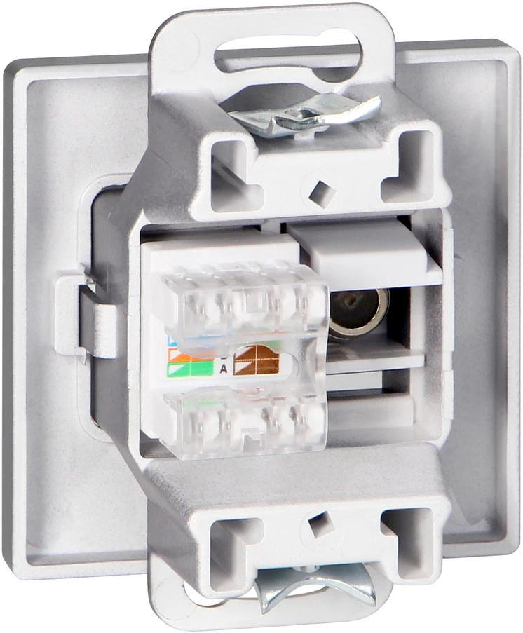 Gniazdo Antracito spalvos F tipo ir RJ45 Cat6 lizdas