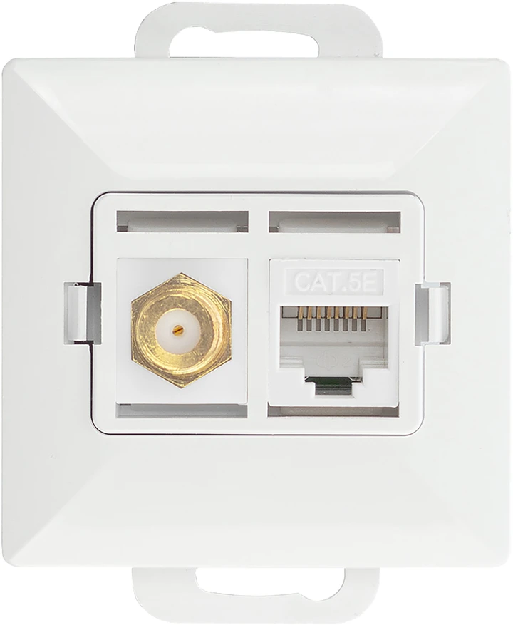 Gniazdo Baltas F tipo ir RJ45 lizdas Cat6