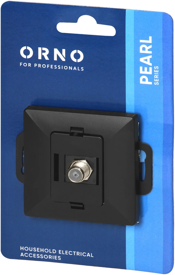 Gniazdo Lizdas Viengubas F tipo Pearl lizdas, TV/F-F1/P1, juodas