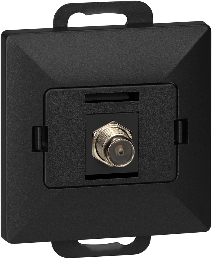 Gniazdo Lizdas Viengubas F tipo Pearl lizdas, TV/F-F1/P1, juodas