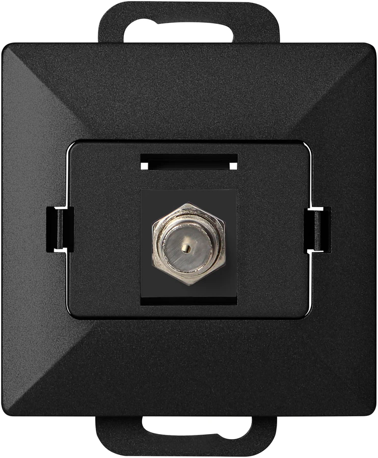 Gniazdo Lizdas Viengubas F tipo Pearl lizdas, TV/F-F1/P1, juodas