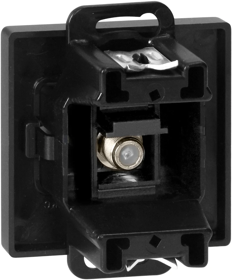 Gniazdo Lizdas Viengubas F tipo Pearl lizdas, TV/F-F1/P1, juodas