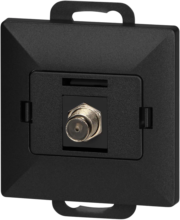 Gniazdo Lizdas Viengubas F tipo Pearl lizdas, TV/F-F1/P1, juodas