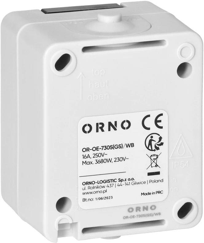 Orno Lizdas Viengubas lizdas 2P+Z Schuko AQUATIC MINI IP 54 baltas ir juodas
