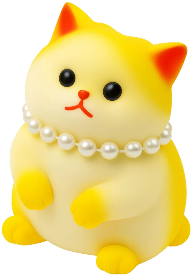Lean Toys Geltona silikoninė katė su perlais, 7,5 cm