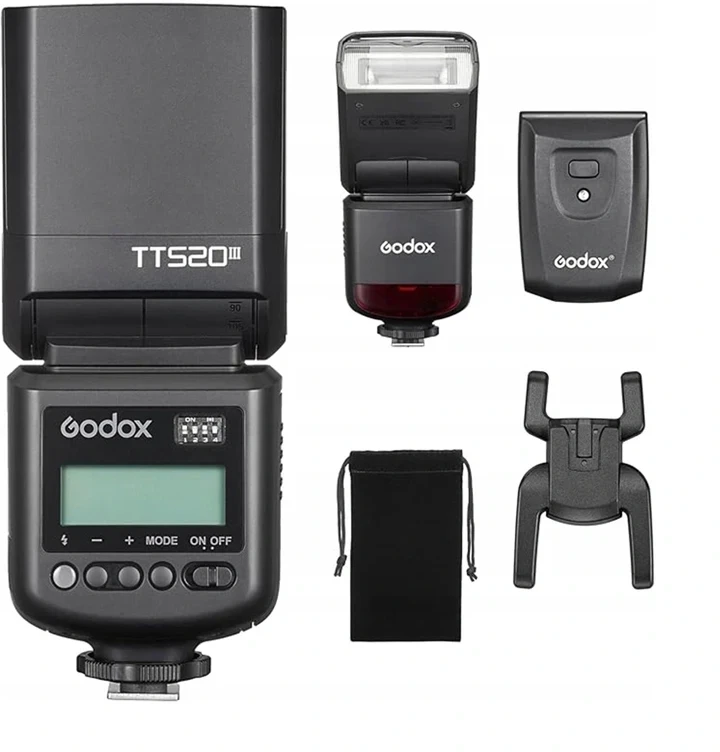 Fotoaparato blykstė - Godox TT520III LCD, reguliuojama galia, sukamoji galva
