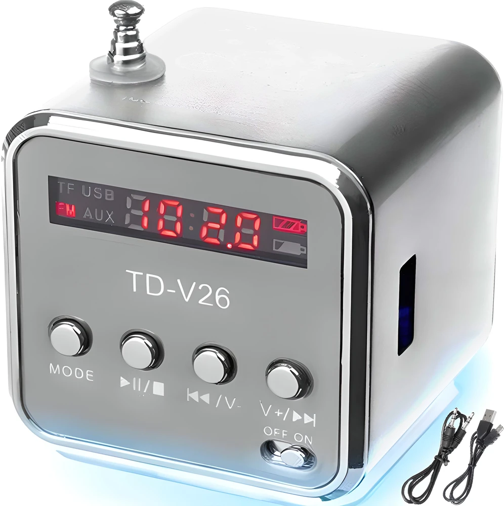 Głośnik Garsiakalbis Belaidis nešiojamas mini FM radijas LED garsiakalbis -E249