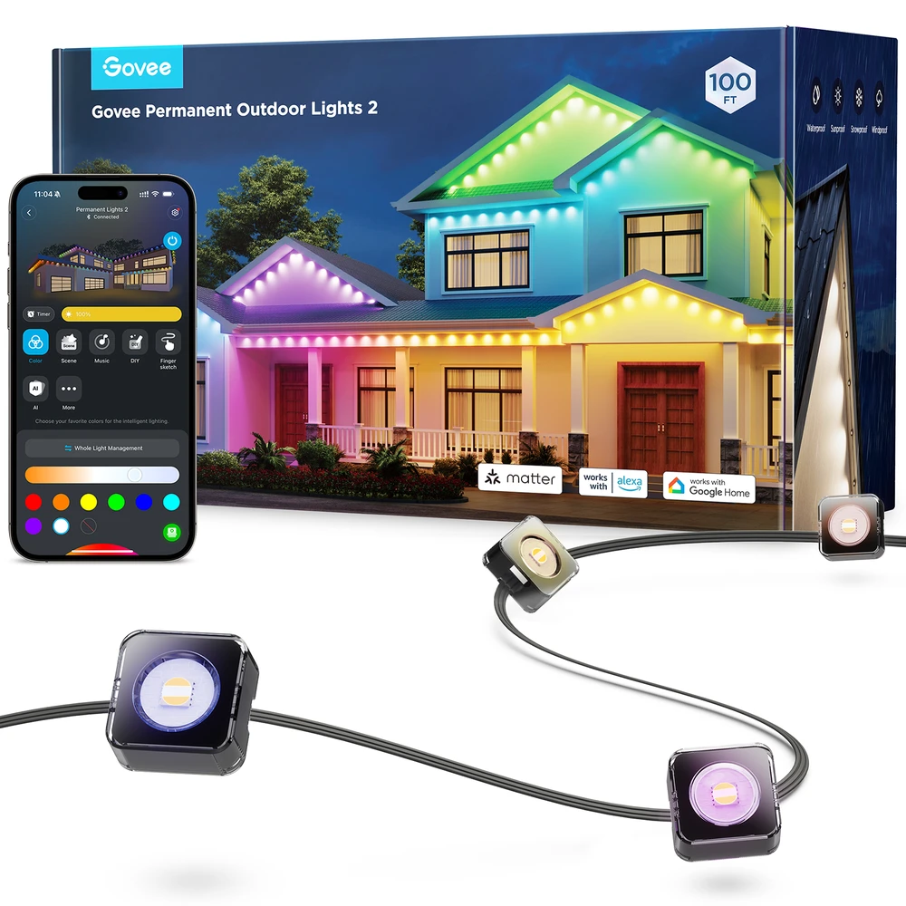 Nuolatiniai lauko šviestuvai Govee H705E Permament Outdoor Lights 2 | 30 m | LED | RGBICW, Wi-Fi, Bluetooth, IP67