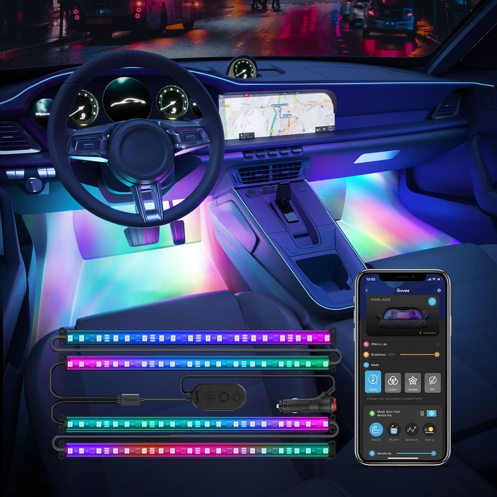 Govee H7090 | Automobilio salono apšvietimas | RGBIC
