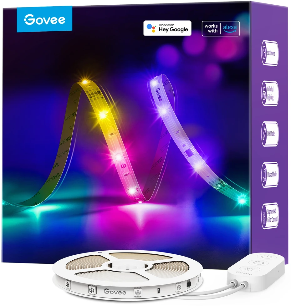 Govee H618C Basic LED juostinis šviestuvas 10m | Taśma LED | Wi-Fi, Bluetooth, RGBIC