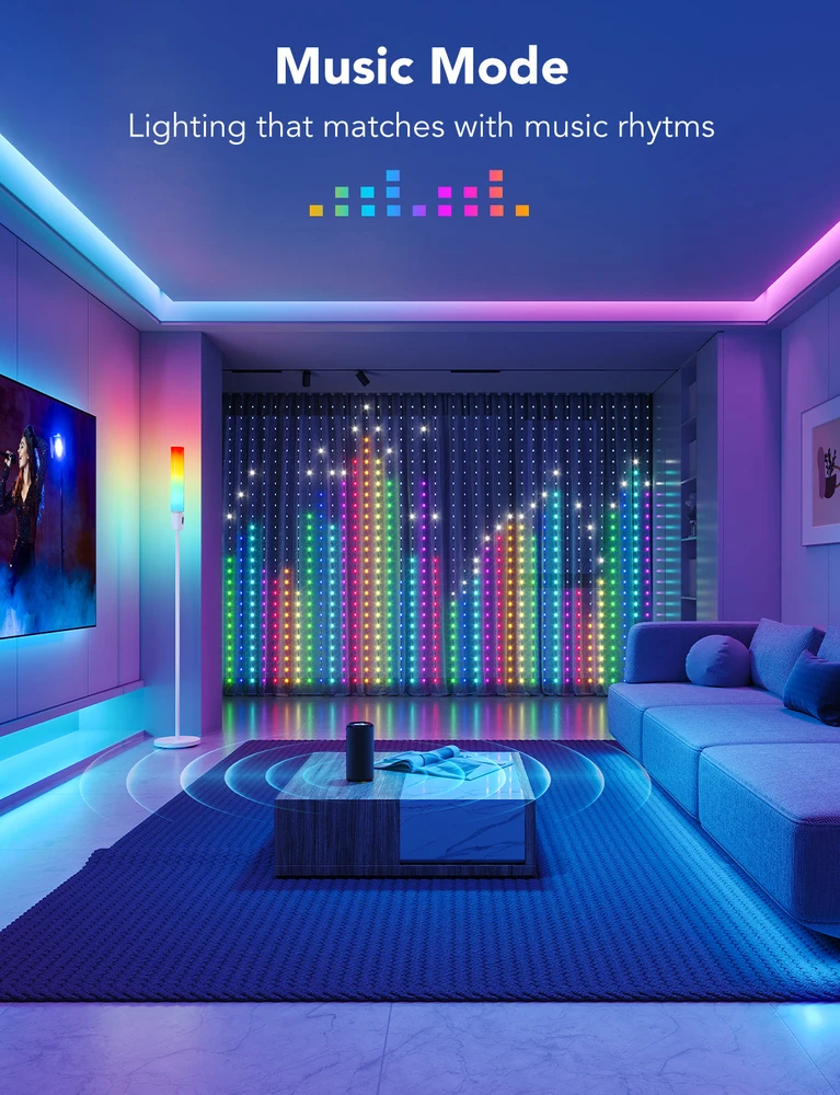 Govee H70B1 Užuolaidinis šviestuvas | LED užuolaida | „Wi-Fi“, „Bluetooth“, RGBIC, IP65