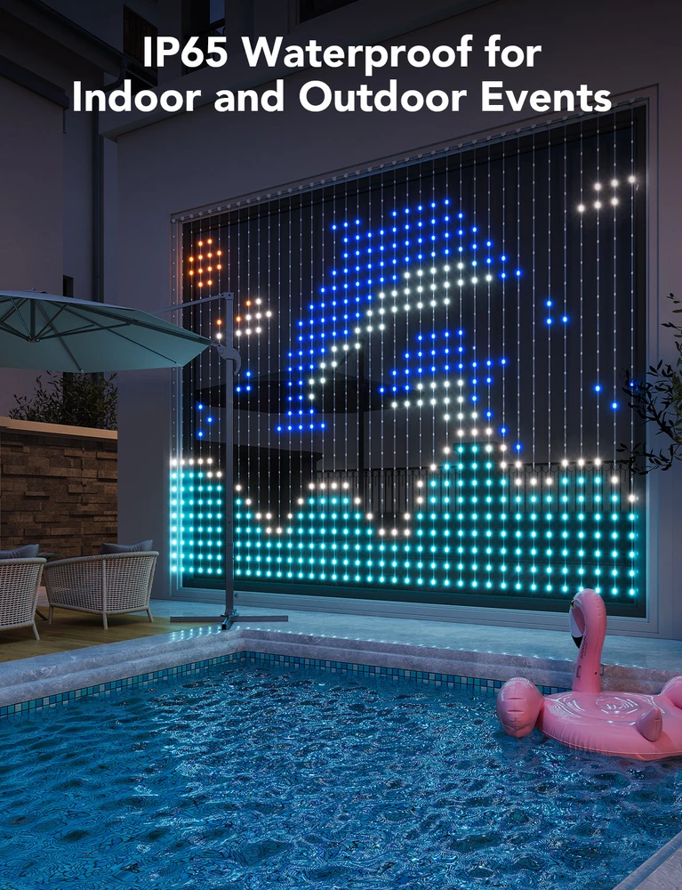 Govee H70B1 Užuolaidinis šviestuvas | LED užuolaida | „Wi-Fi“, „Bluetooth“, RGBIC, IP65