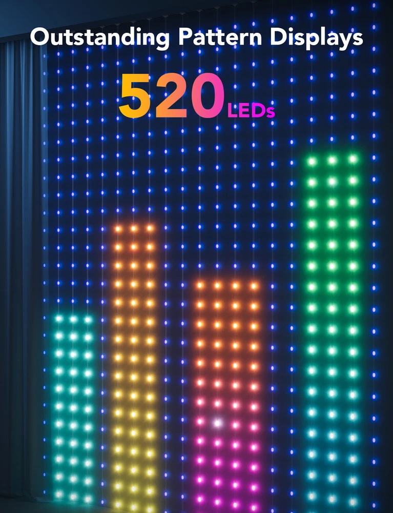 Govee H70B1 Užuolaidinis šviestuvas | LED užuolaida | „Wi-Fi“, „Bluetooth“, RGBIC, IP65