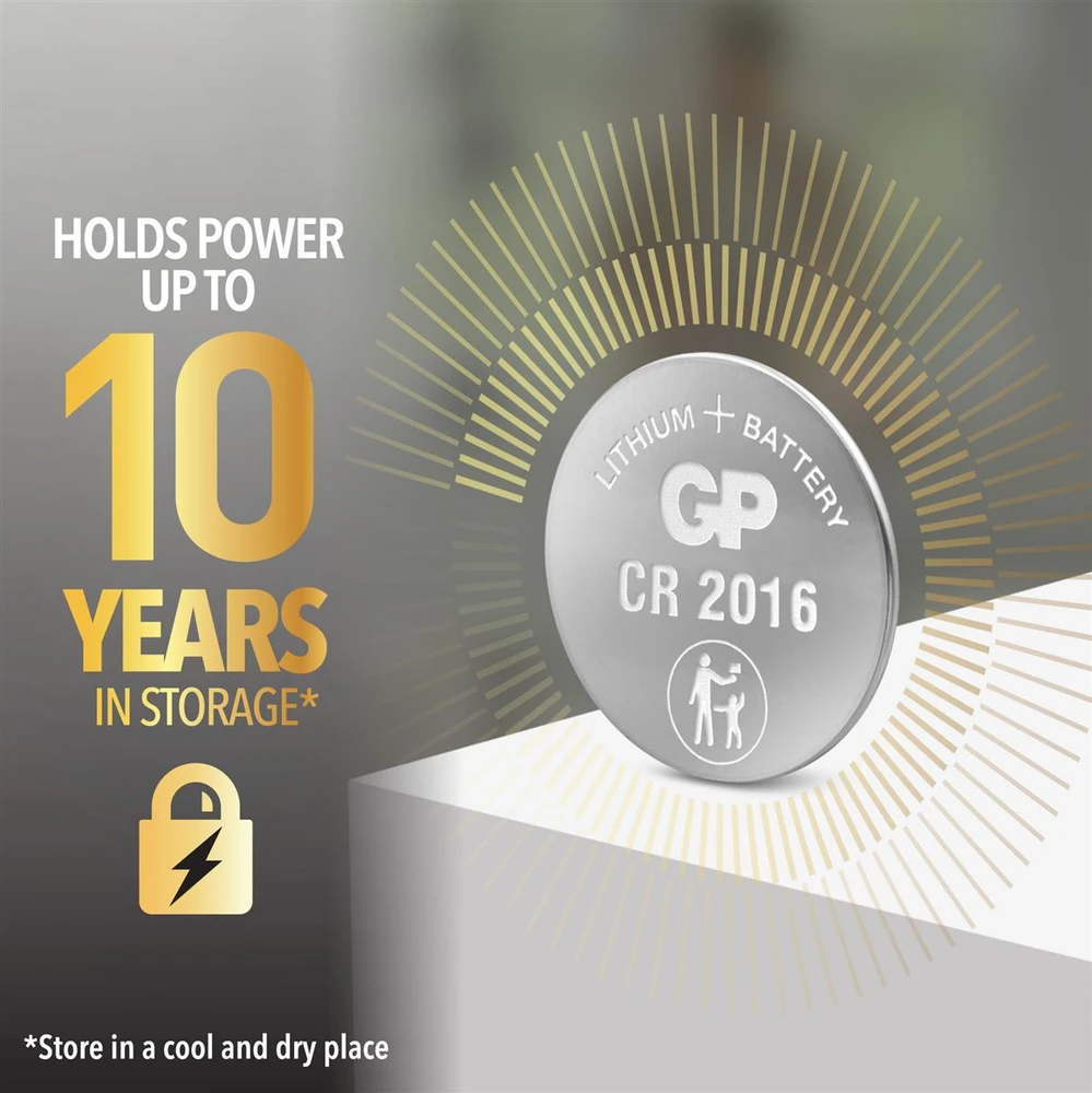 GP Battery GP - ličio elementų baterijos CR2016, 3 V, su apsauginiu sandarikliu, 4 vnt. pakuotėje