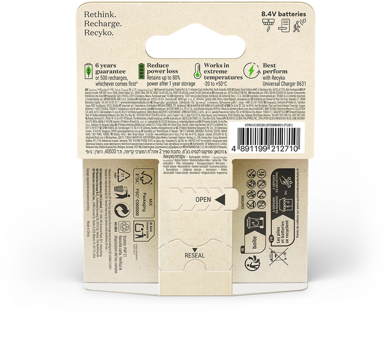 Įkraunamas elementas GP RECYKO 9V, 200 mAh