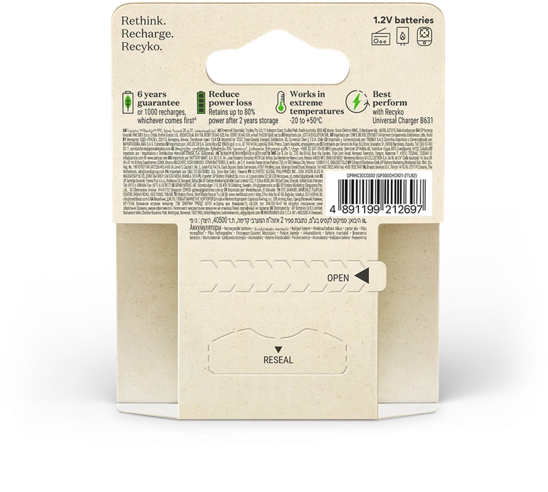 GP Battery GP - „ReCyko“ įkraunamos baterijos, C dydis, 3000 mAh, 1,2 V (2 vnt. pakuotė)
