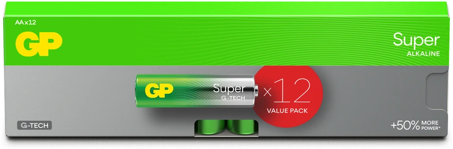 GP Battery GP - Super Alkaline AA baterijos, 15A/LR6, 1,5 V, 12 vnt. pakuotė
