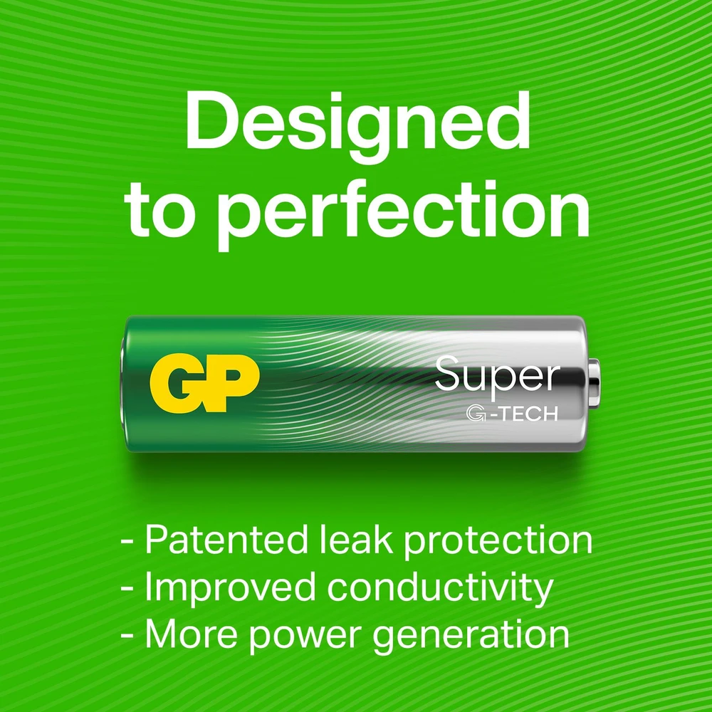 GP Battery GP - Super Alkaline AA baterijos, 15A/LR6, 1,5 V, 12 vnt. pakuotė