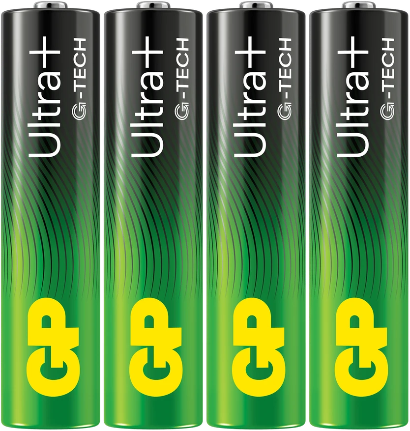 GP Battery GP - „Ultra Plus“ šarminės baterijos, AAA dydžio, 24AU/LR03, 1,5 V (4 vnt. pakuotė)