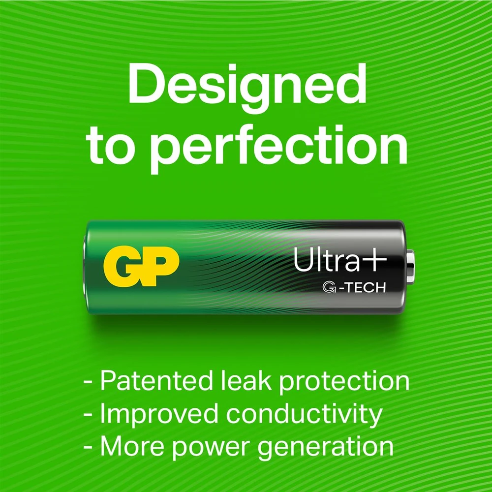 GP Battery GP - „Ultra Plus“ šarminės baterijos, AAA dydžio, 24AU/LR03, 1,5 V (10 vnt. pakuotė)