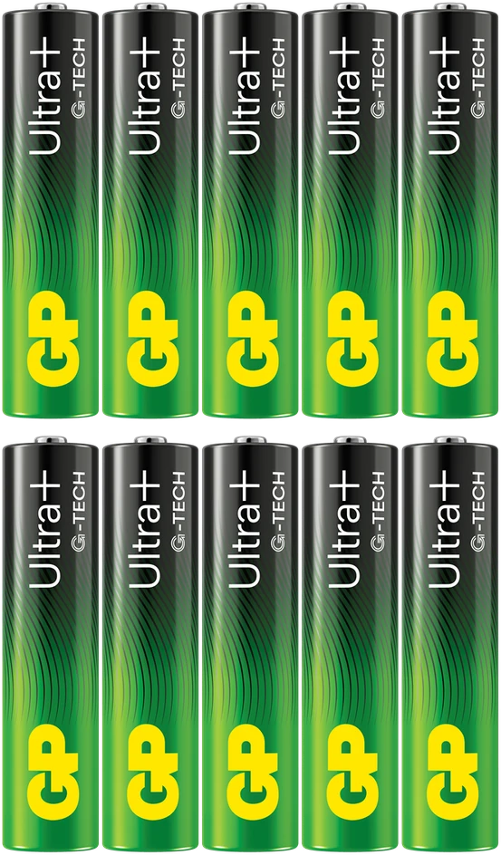 GP Battery GP - „Ultra Plus“ šarminės baterijos, AAA dydžio, 24AU/LR03, 1,5 V (10 vnt. pakuotė)
