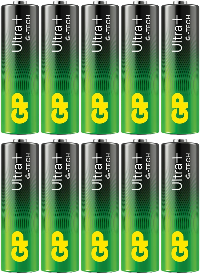 GP Battery GP - „Ultra Plus“ šarminės baterijos, AA dydžio, 15AU/LR6, 1,5 V (10 vnt. pakuotė)