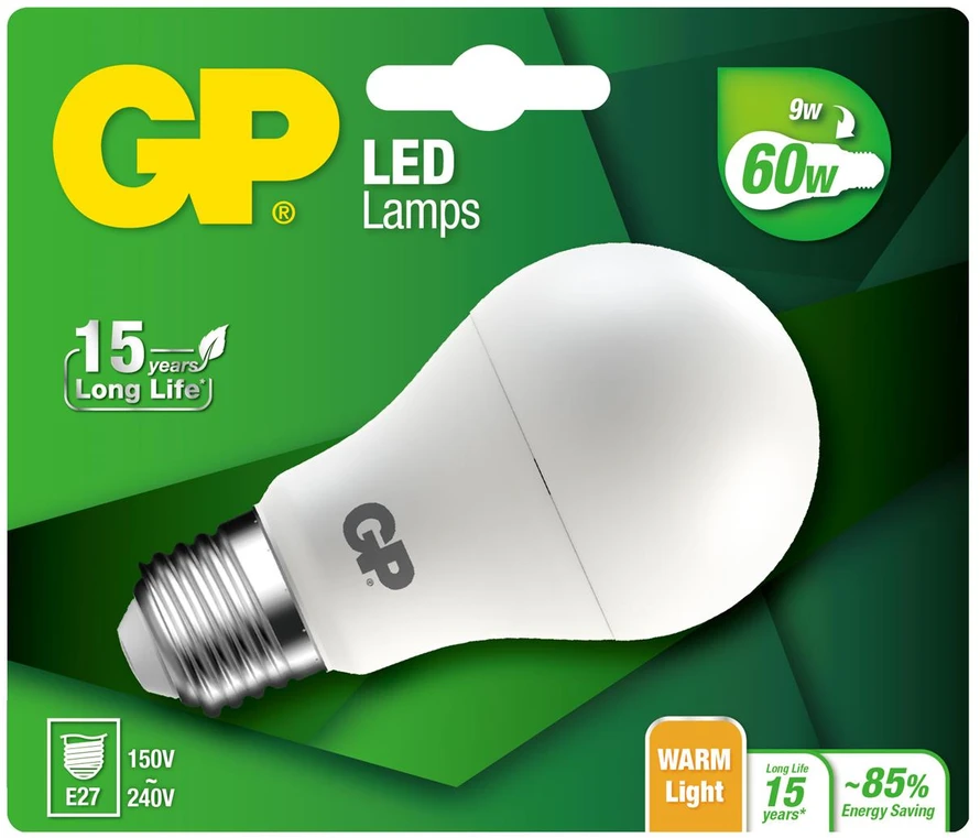GP - Klasikinė LED lempa, E27, 9 W (60 W), 806 lm