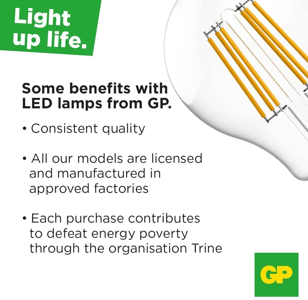 GP - LED lempa klasikinė, su gijomis, E27, 6 W (60 W), 806 lm