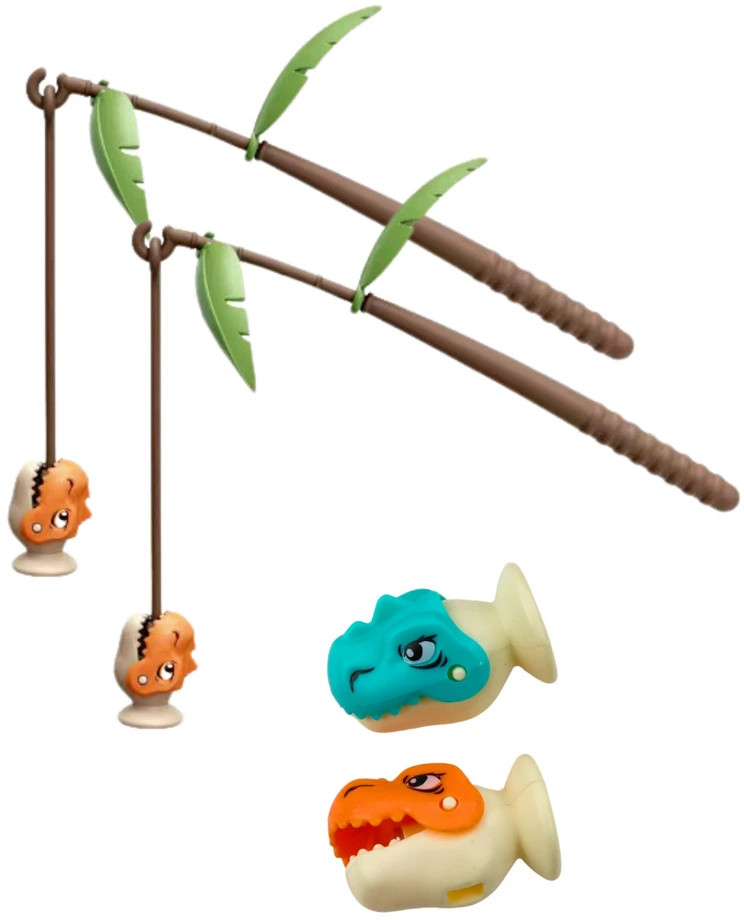 Lean Toys Dinozaurų žvejybos žaidimas su magnetinėmis meškerėmis