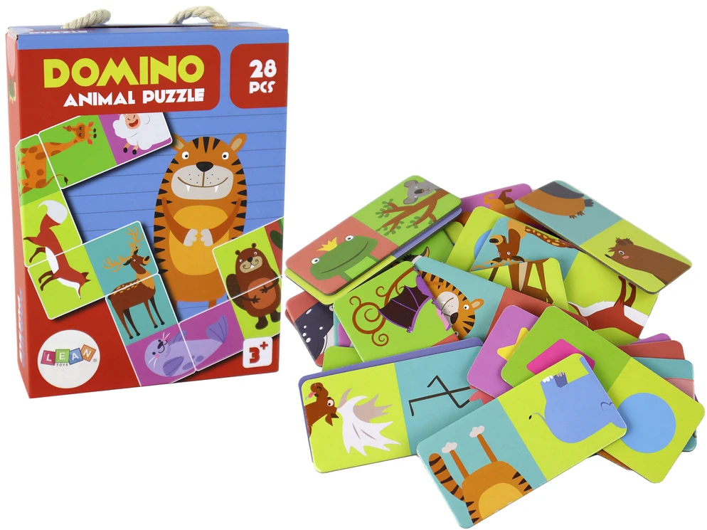 Lean Toys Edukacinis žaidimas domino su gyvūnais, 28 dalys