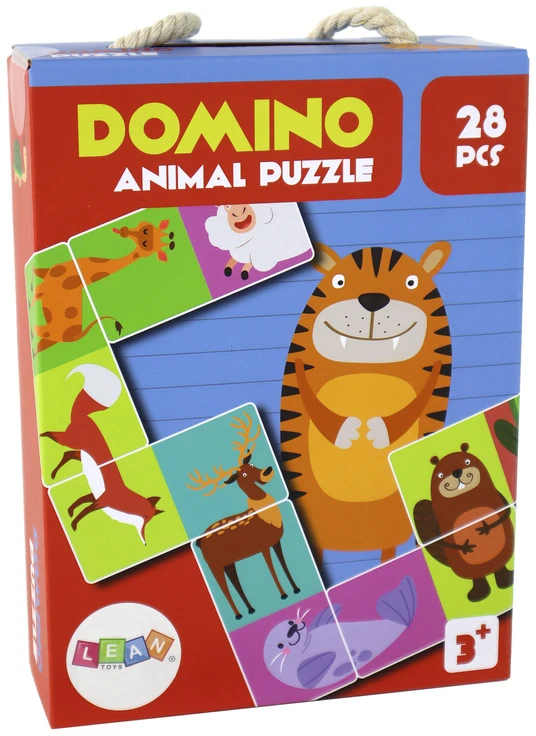 Lean Toys Edukacinis žaidimas domino su gyvūnais, 28 dalys