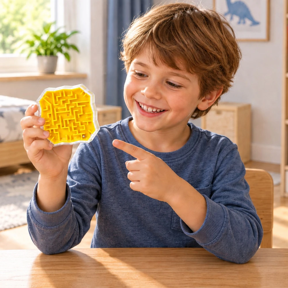 Lean Toys Loginis žaidimas „Labirintas su geltonu kamuoliuku“