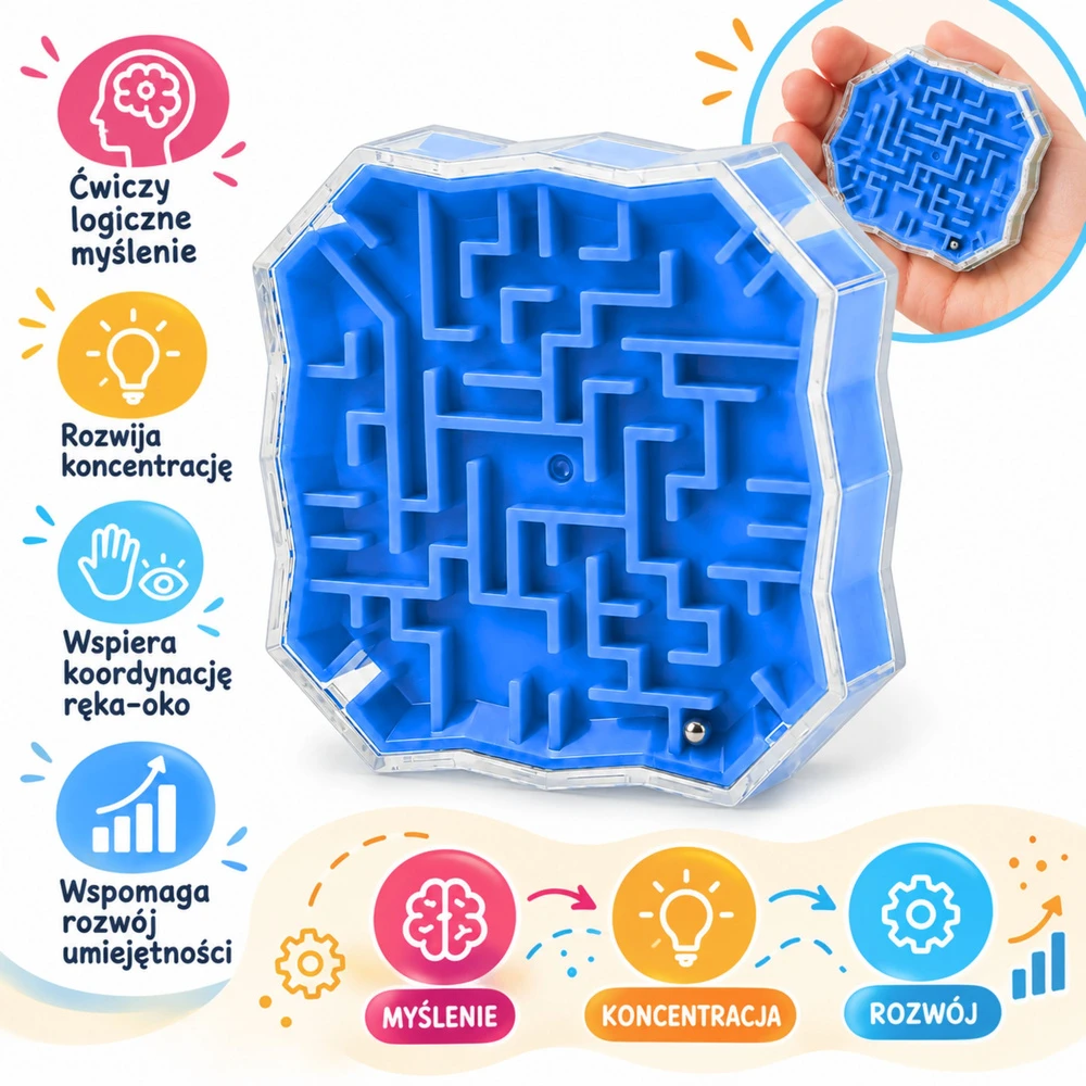 Lean Toys Loginis žaidimas “Labirintas su kamuoliuku” Mėlynas