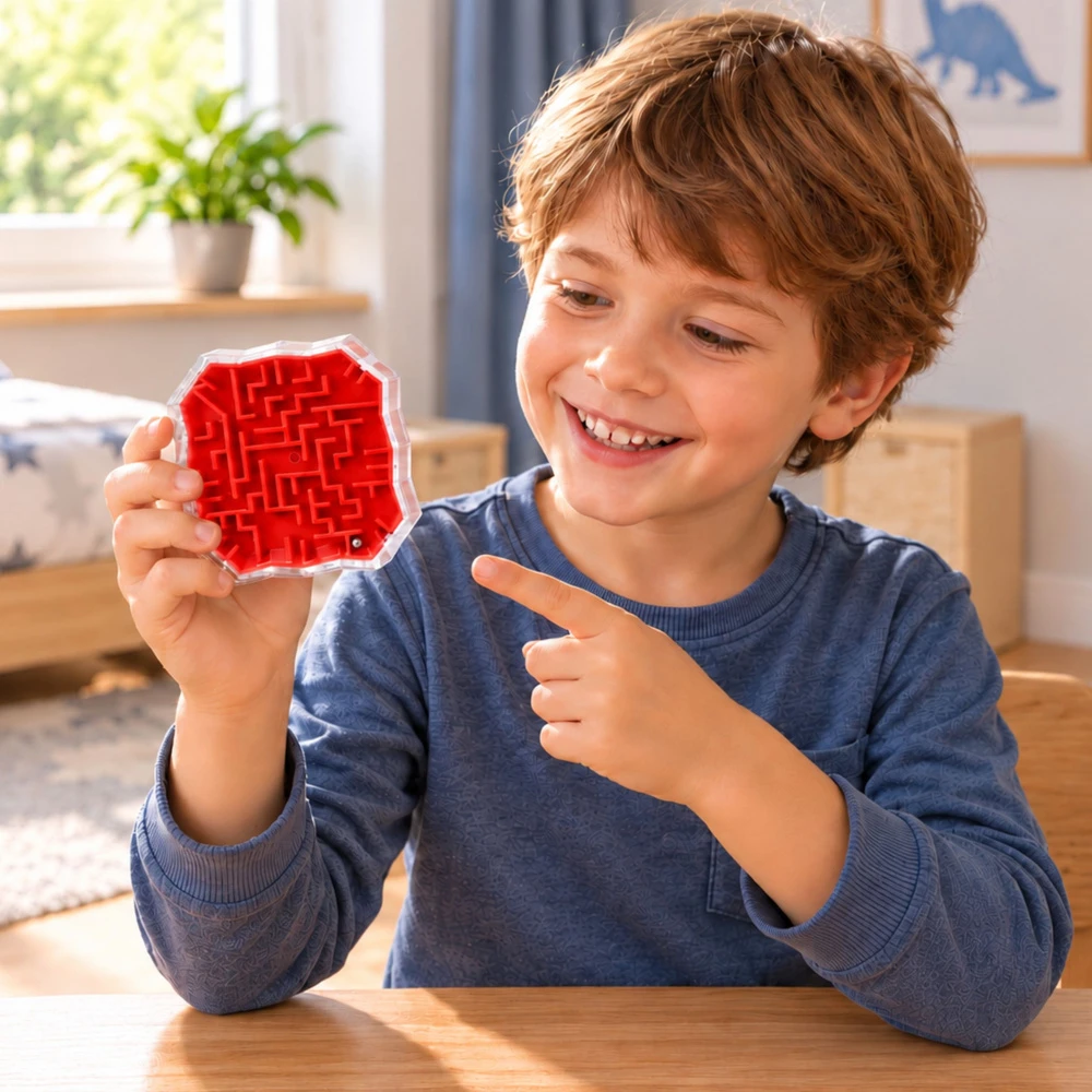 Lean Toys Logikos žaidimas „Labirintas su kamuoliuku“ raudonas