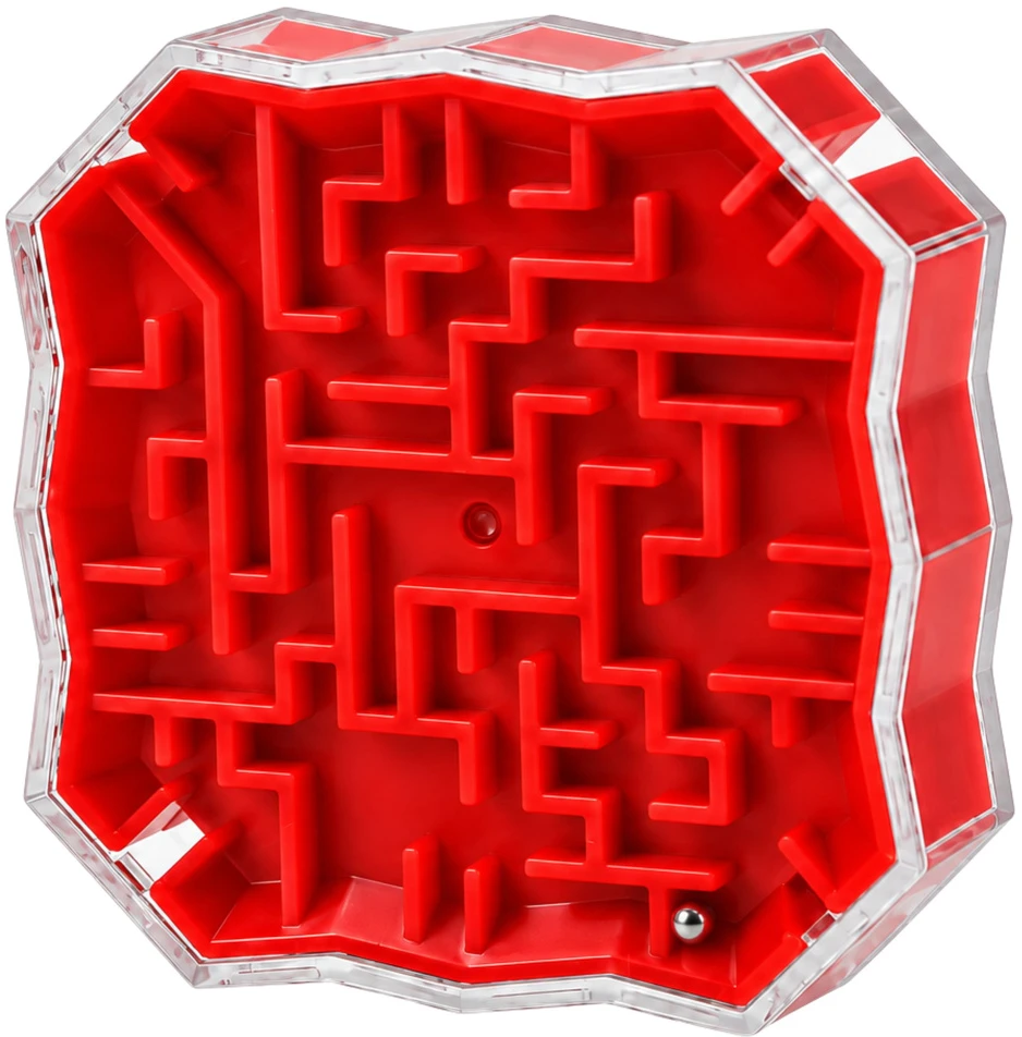 Lean Toys Logikos žaidimas „Labirintas su kamuoliuku“ raudonas