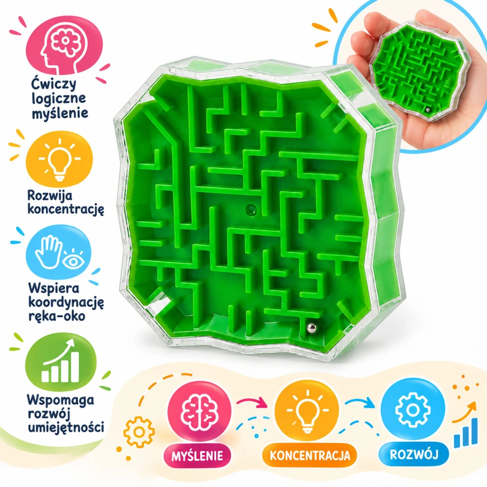 Lean Toys Loginis žaidimas “Labirintas su kamuoliuku” Žalias