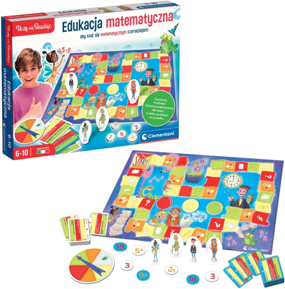 Gra Matematikos stalo žaidimas, kurio išmokstu žaisdamas lenkų kalbą, Clementoni 50778
