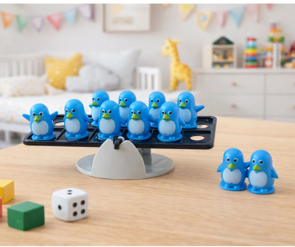 Lean Toys Vaikų edukacinis balansavimo žaidimas su pingvinais
