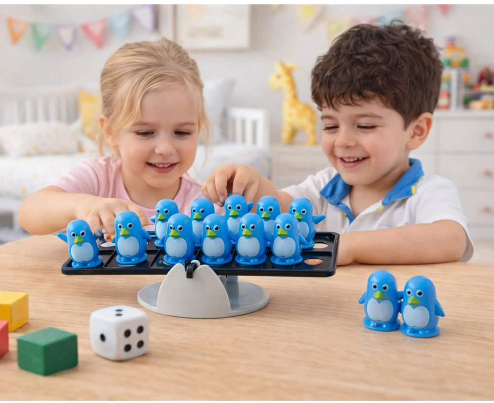 Lean Toys Vaikų edukacinis balansavimo žaidimas su pingvinais