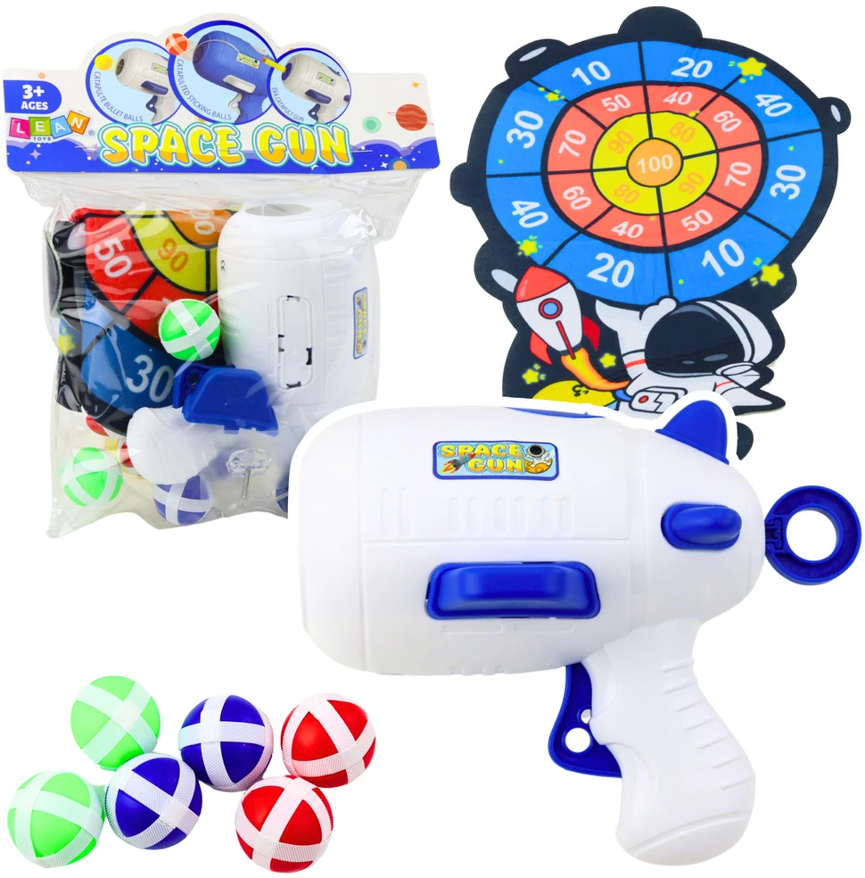 Lean Toys Kosminis taikinio žaidimas su pistoletu ir lipniais kamuoliukais