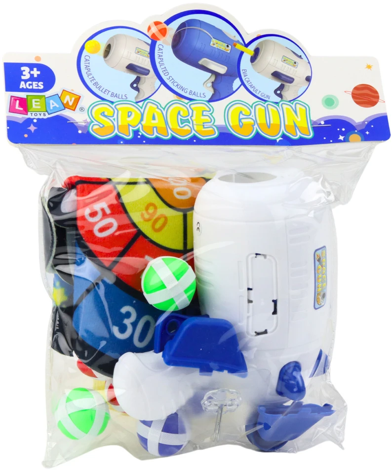 Lean Toys Kosminis taikinio žaidimas su pistoletu ir lipniais kamuoliukais