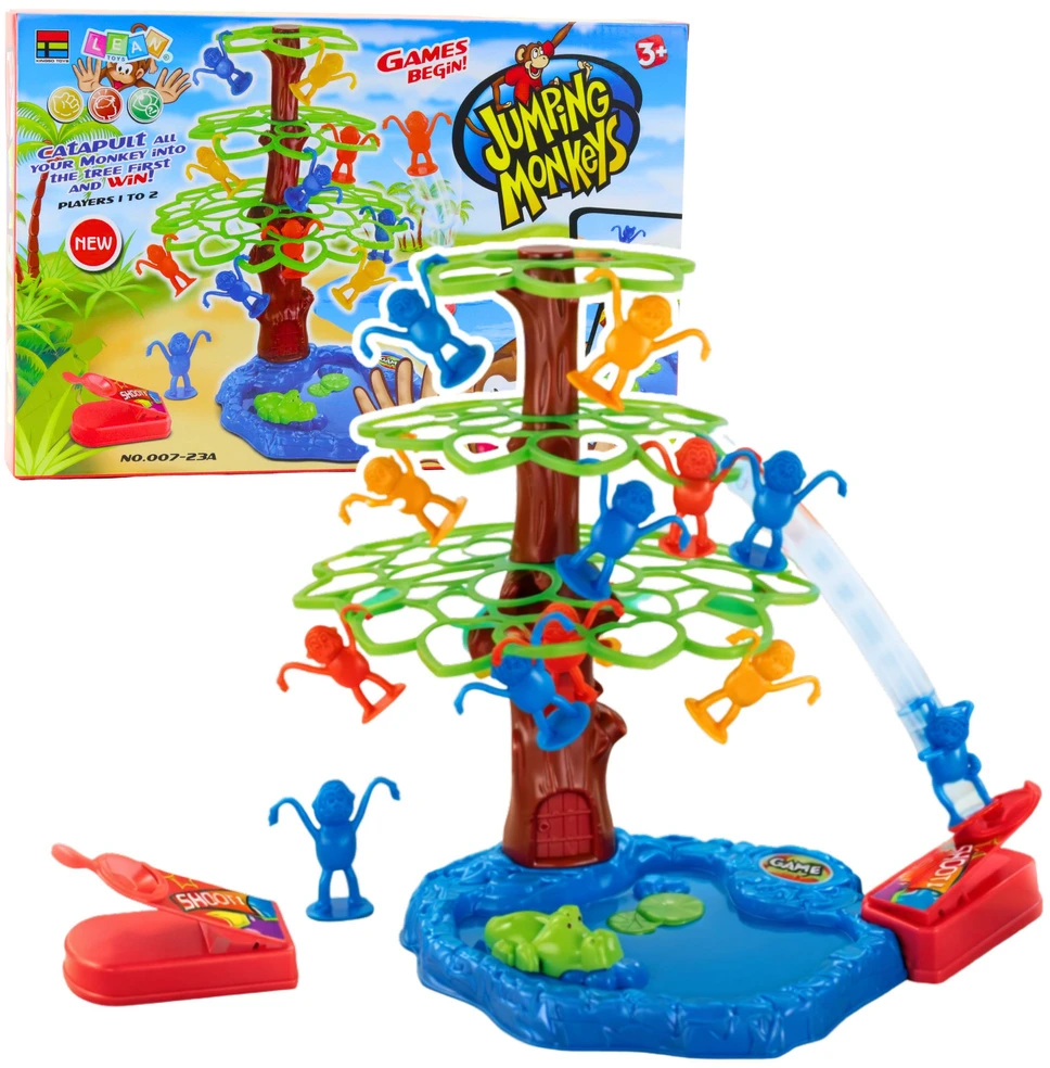 Lean Toys Žaidimas Jumping Monkeys medyje su ežeru ir krokodilu