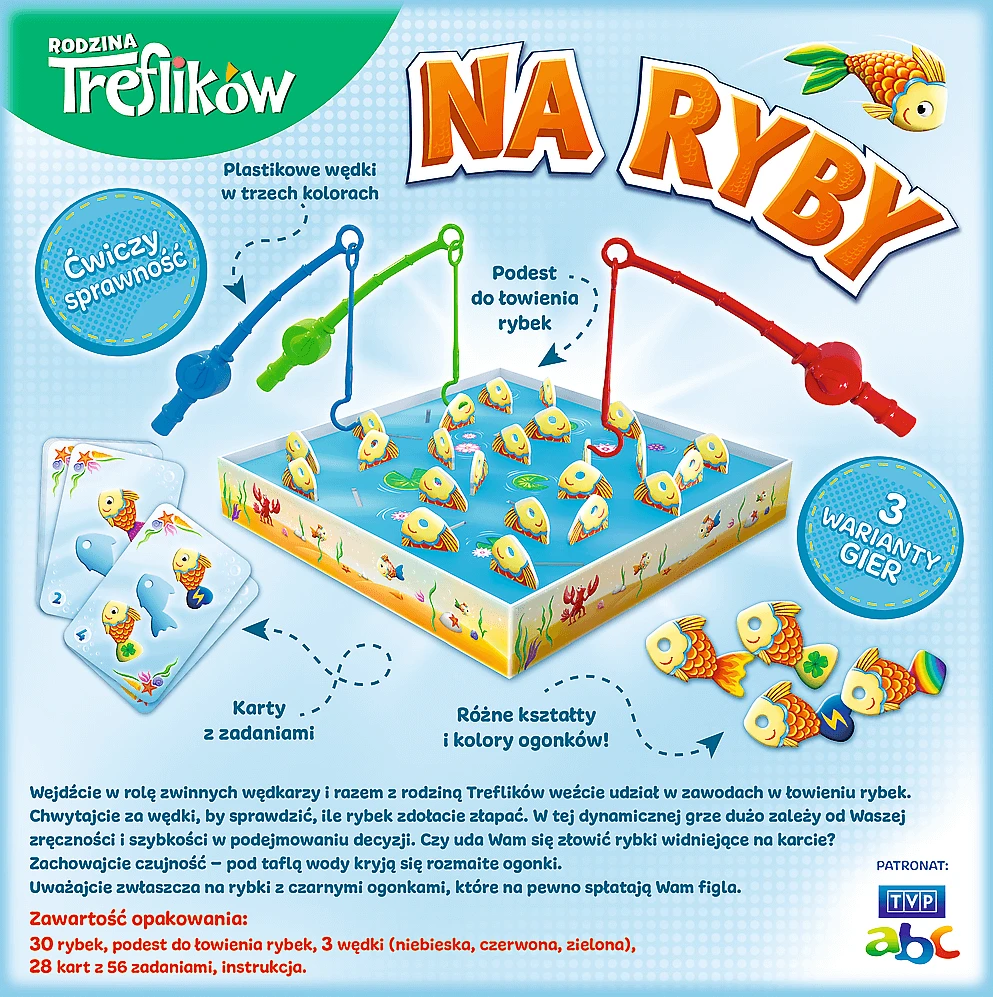 Trefl Stalo žaidimas vikrumo lavinimui Na Ryby, šeimai nuo 4 metų, smagus ir įtraukiantis