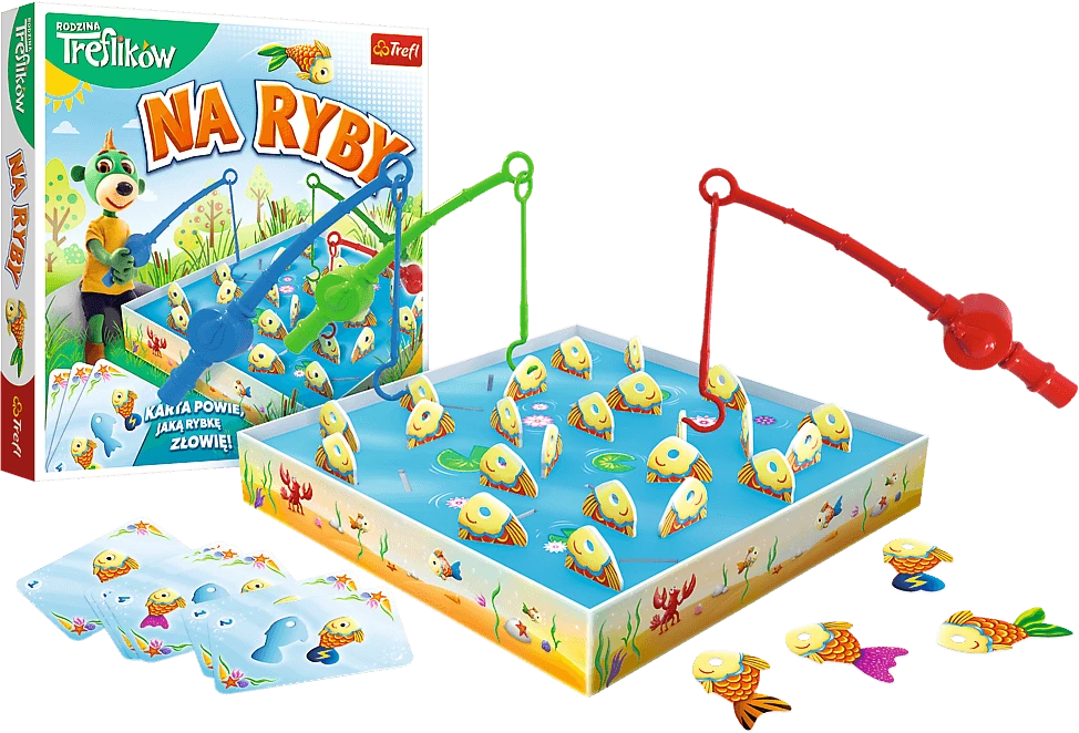 Trefl Stalo žaidimas vikrumo lavinimui Na Ryby, šeimai nuo 4 metų, smagus ir įtraukiantis